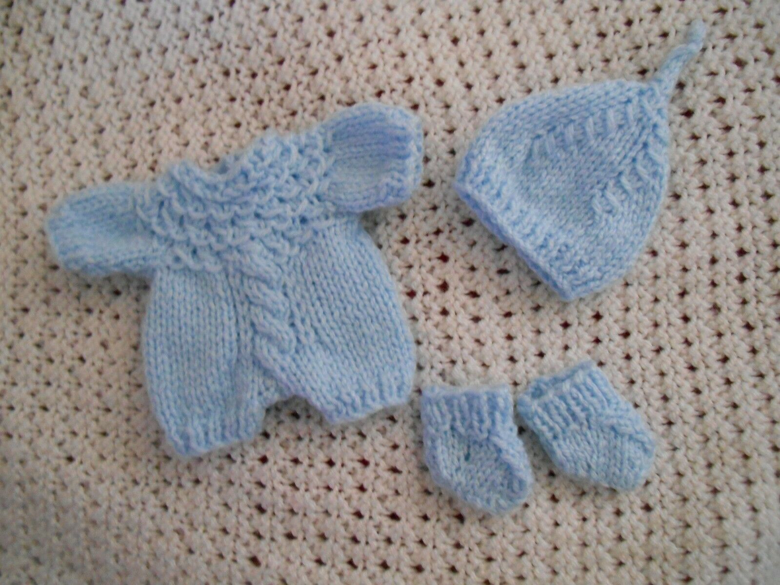 Doll Clothes Blue Hand Knitted Romper Set For Baby Boy Chubby Berenguer 8"