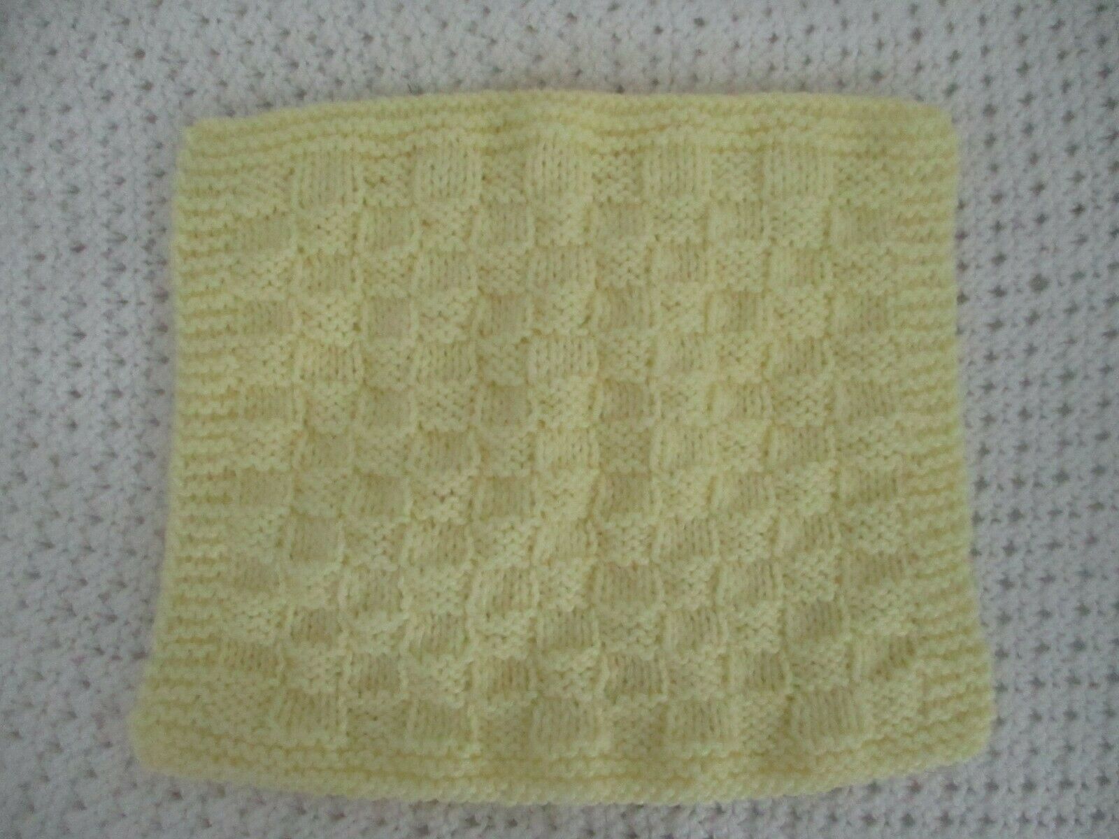 Handmade Knitted Soft Yellow Blanket-rug 9" X 10"  For Ooak Baby Or Dollhouses