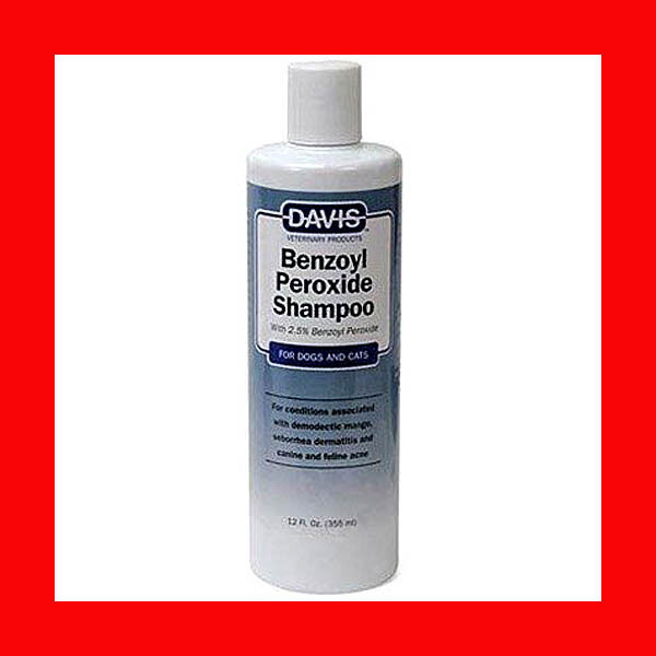 Davis Benzoyl Peroxide Medicated Shampoo 12 Oz Seborrhea Acne Demodectic Mange